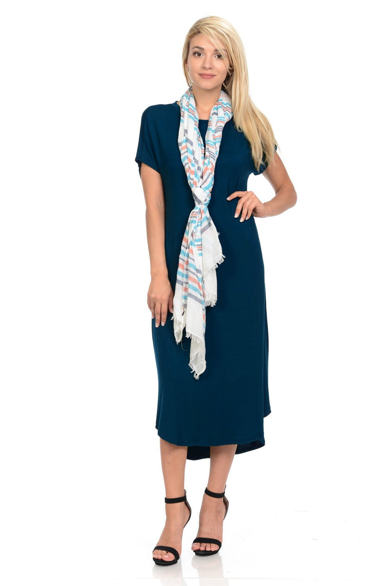 A-Line Short Sleeve Midi Dress
