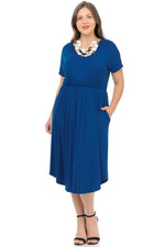 Midi Dress with Pockets and Elastic Waist Plus Size
