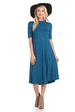 Mock Neck Trapeze Midi Dress