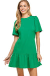Wide Puff Sleeve Dress with Shirring