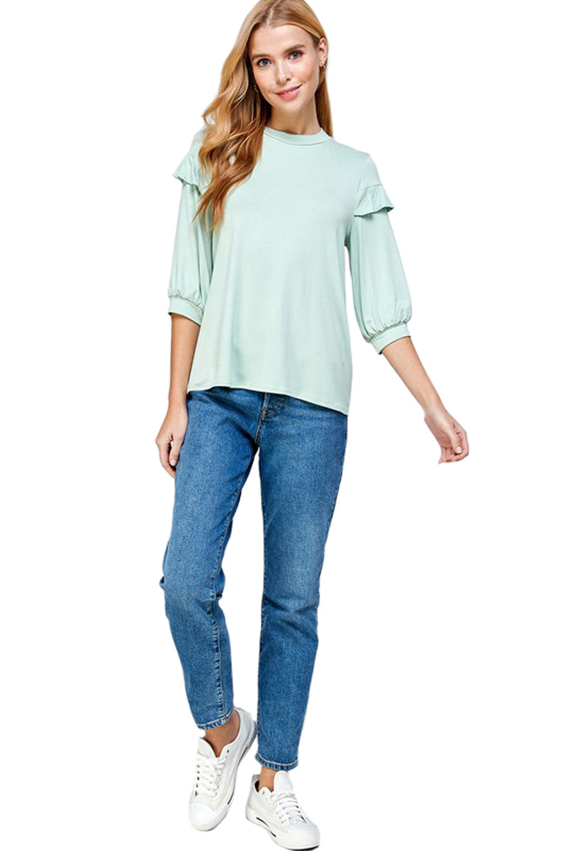 Ruffle Detailed Sleeve Top