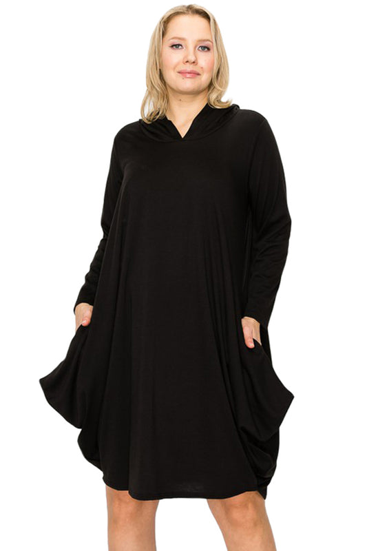 Side Drape Dress with Hoody Plus Size
