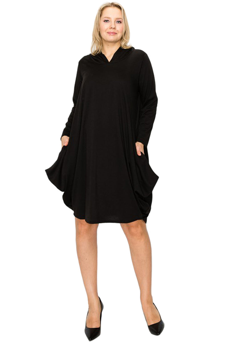Side Drape Dress with Hoody Plus Size