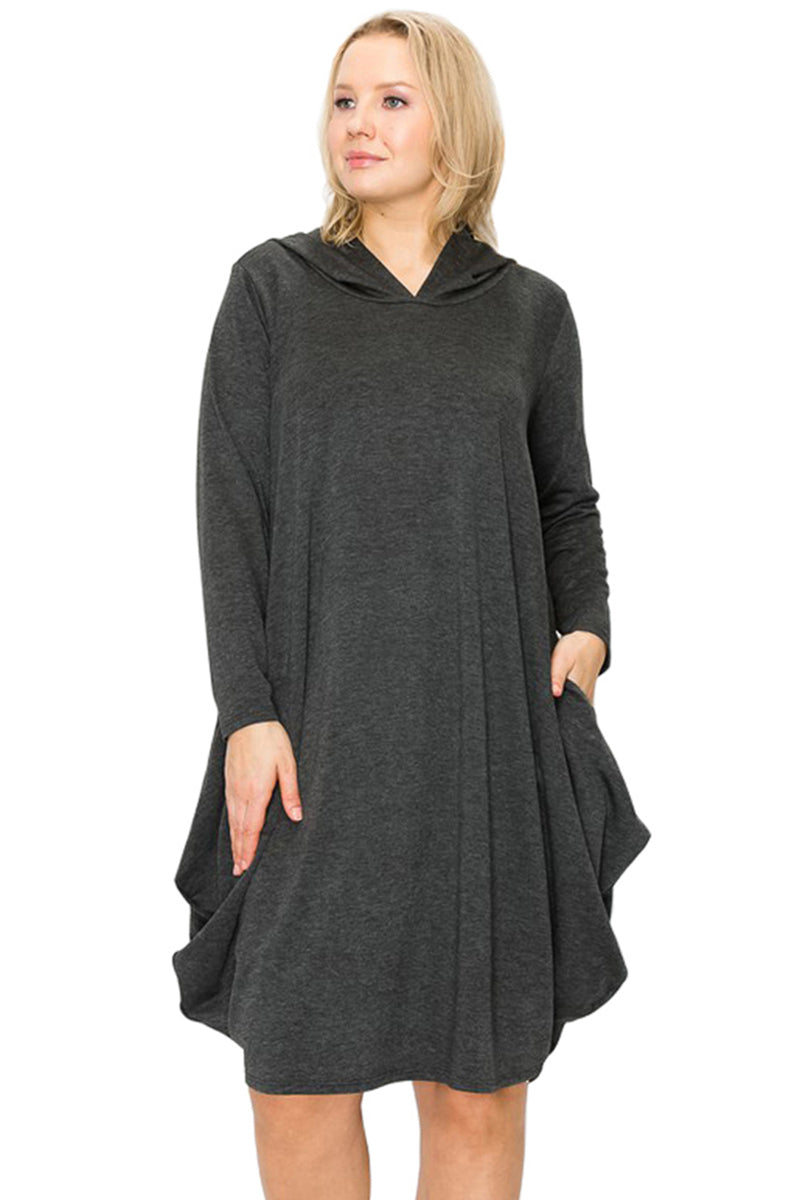 Side Drape Dress with Hoody Plus Size