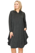 Side Drape Dress with Hoody Plus Size