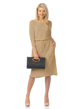 Relaxed Midi Dress with Elastic Waist Solid