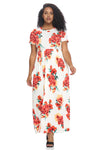 Short Sleeve Maxi Dress with Pockets Plus Size Floral