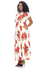 Short Sleeve Maxi Dress with Pockets Plus Size Floral