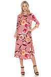 A-Line Swing Trapeze Midi Dress Floral